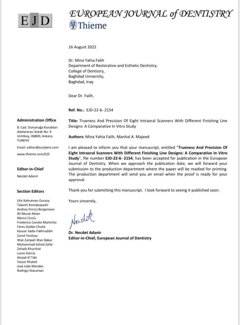 A research has been accepted for publication in a journal within Scopus